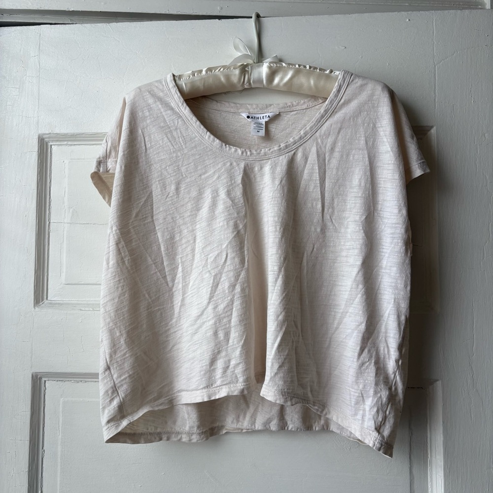 Athleta Light Beige Short Sleeve Tee
